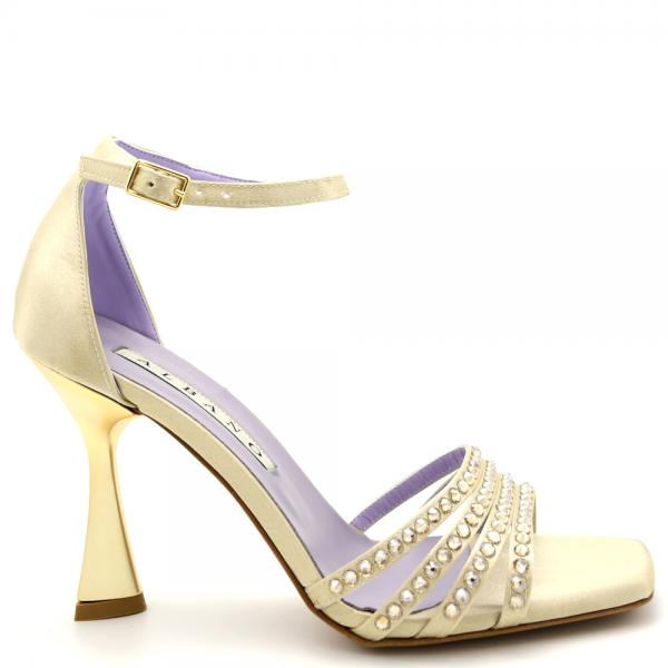 Women's gold sandals with Swarovski