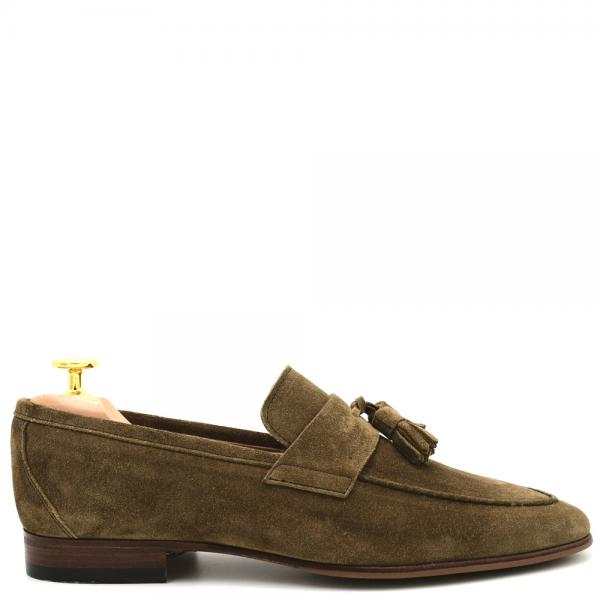 Men's loafers in brown suede leather