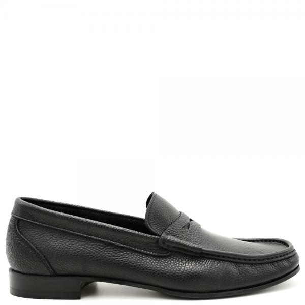 Men's loafers in embossed black leather