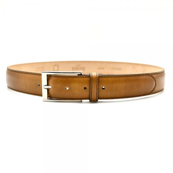 Men's belts in brown light smooth leather