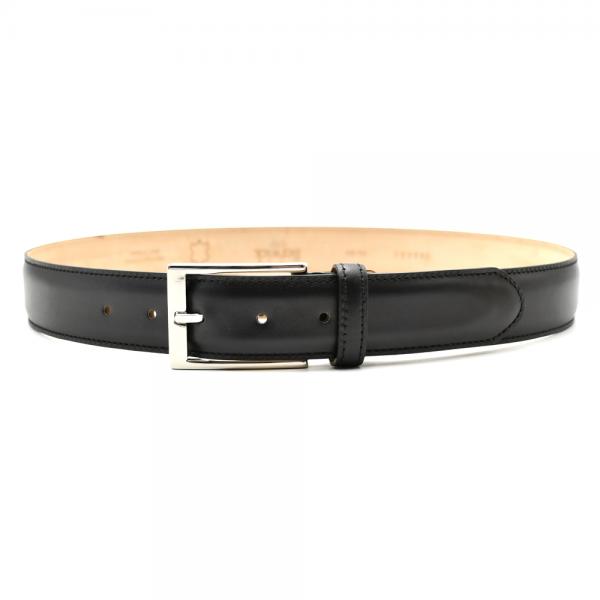 Men's belts in smooth black leather