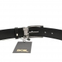 Men's belts in black stamped leather