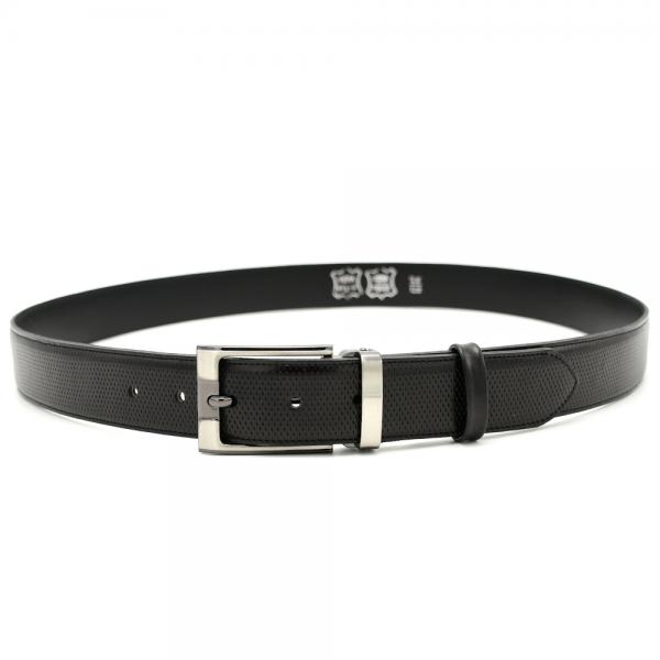 Men's belts in sierra leather stamped black