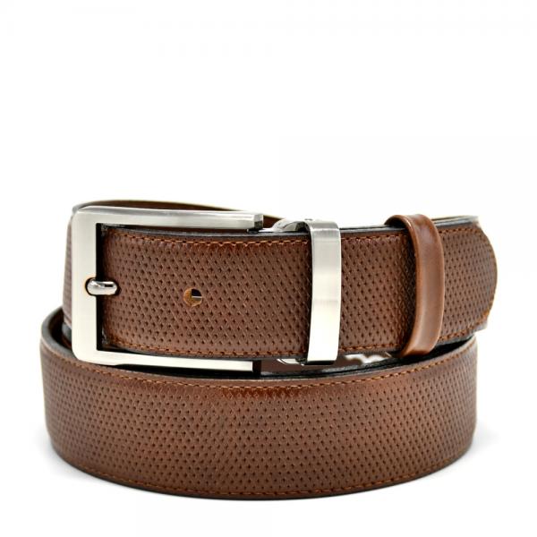 Men's belts in dark brown sierra embossed leather