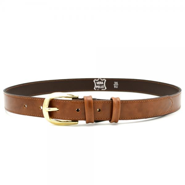 Women's belts in leather with gold buckle