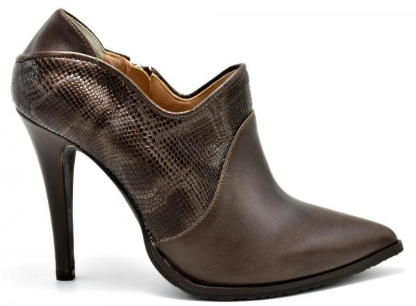 Ankle booties with snake skin details