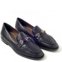 Black croco leather loafers