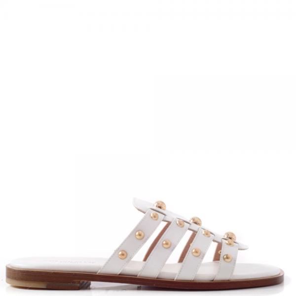 White sandals with gold details