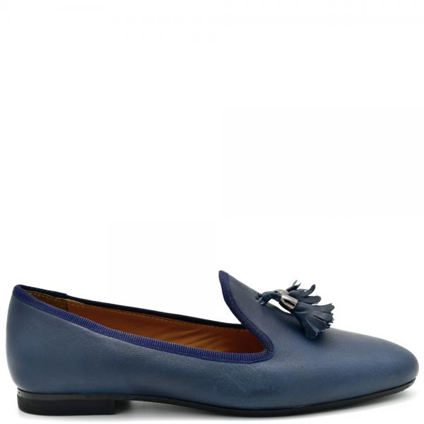 Women's Loafers in blue nappa leather