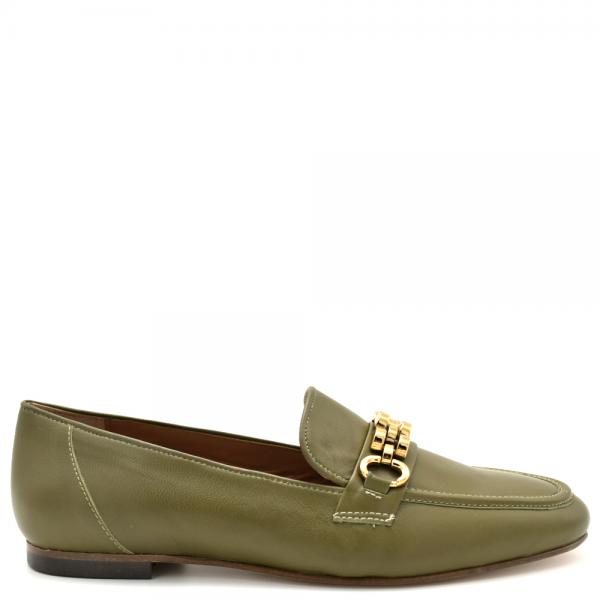 Women's Loafers in Olive leather