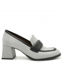 Women's loafers in gray and black leather