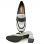 Women's loafers in gray and black leather