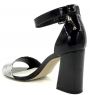 Sandals in black and white patent leather