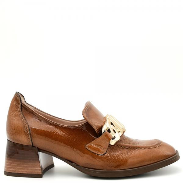 Women's charlize loafers with heel in brown leather
