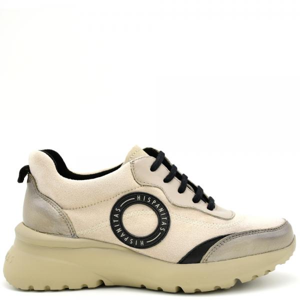 Women's polynesia sneakers in taupe-ivory leather