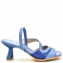 Women's sandals in blue leather with transparencies