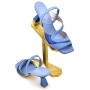 Women's sandals in blue leather with transparencies