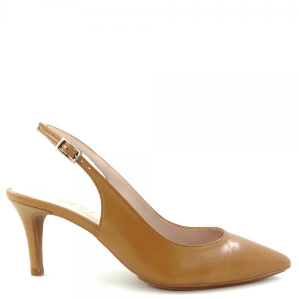 Ebrogo Women's Heels in smooth brown light leather