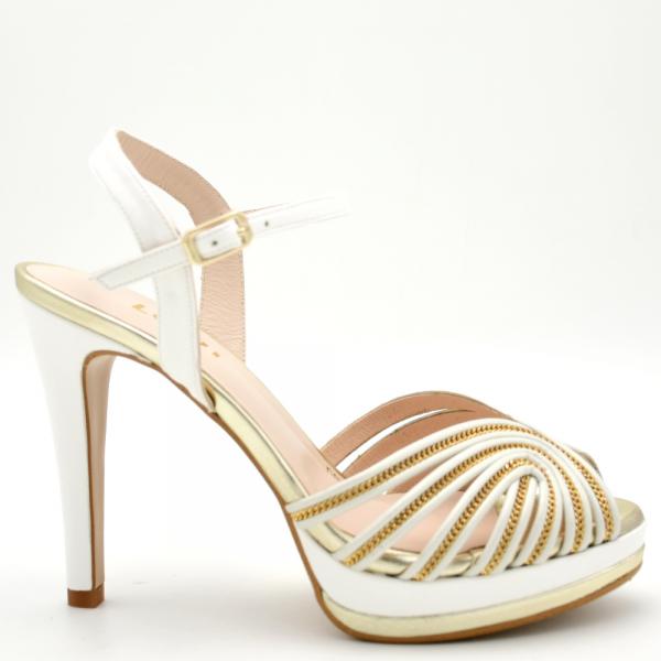 Women's sandals in beige gold leather