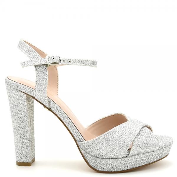 Women's sandals in silver leather