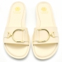 Women's beige sandals with gold detail
