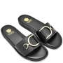 Women's black sandals with gold detail
